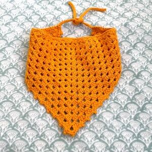 New Crochet Hair Bandana. Handmade, Dark Yellow, and Never Worn!